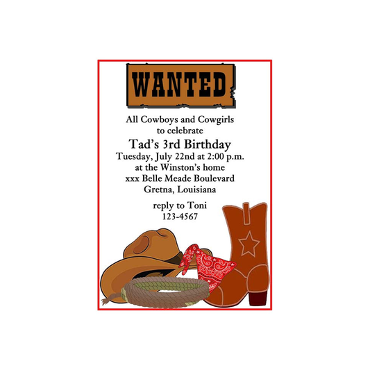 WESTERN WANTED SIGN CUSTOM INVITATION