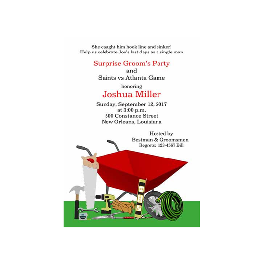 WHEEL BARROW AND TOOLS CUSTOM INVITATION