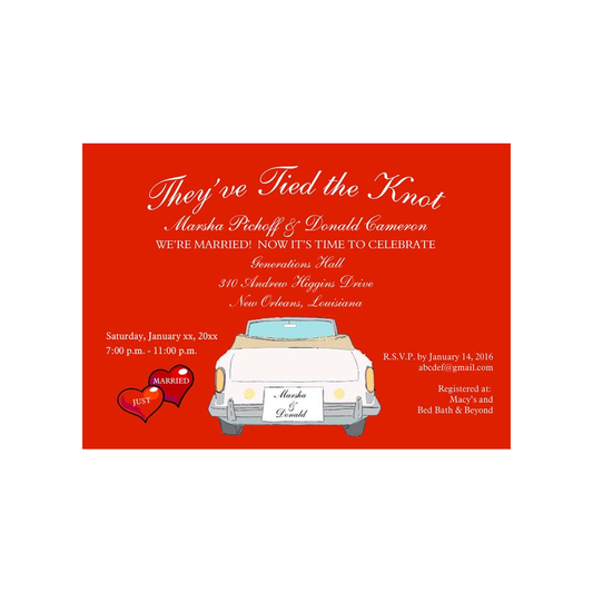 WHIMSICAL GET AWAY CAR CUSTOM INVITATION