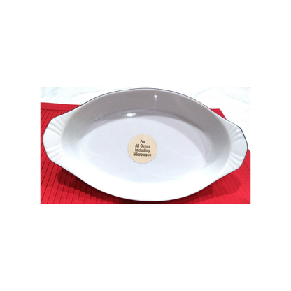 WHITE/GOLD AU GRATIN DISH