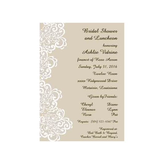 WHITE FLORAL LACE CUSTOM INVITATION