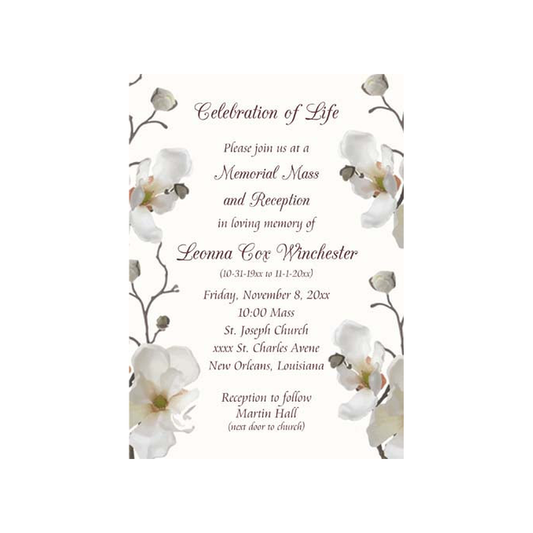 WHITE ORCHIDS CUSTOM INVITATION