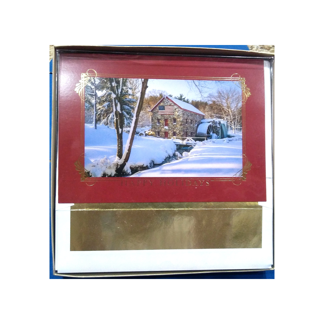 WINTER WATER WHEEL SCENE BOXED GREETING CARDS