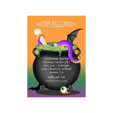 WITCH BOILING CAULDRON CUSTOM INVITATION