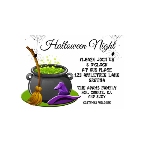 WITCH HAT AND BUBBLING CAULDRON CUSTOM INVITATION