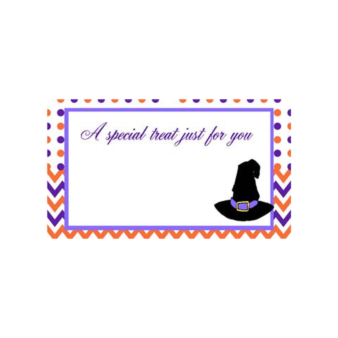 WITCH HAT, POLKA DOTS AND CHEVRON PERSONALIZED GIFT OR CALLING CARDS