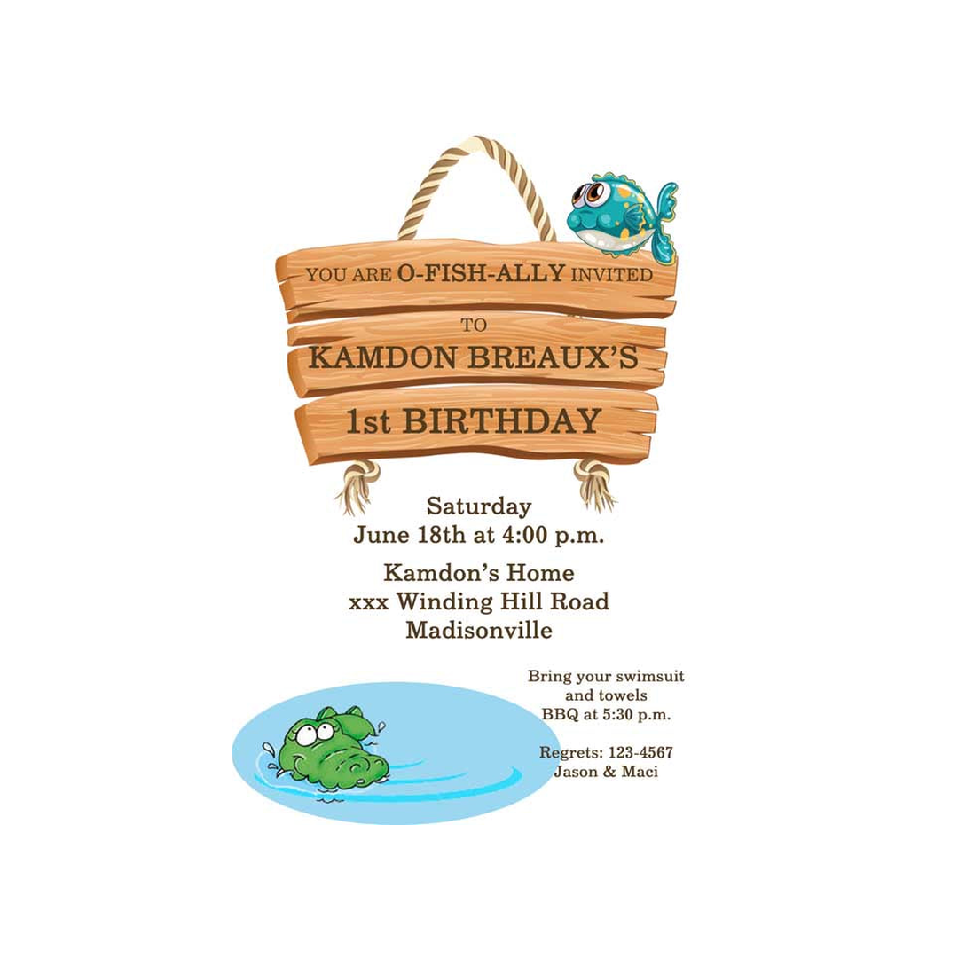 WOODEN FISHING SIGN CUSTOM INVITATION