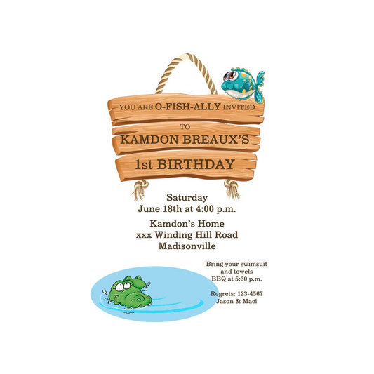 WOODEN FISHING SIGN CUSTOM INVITATION