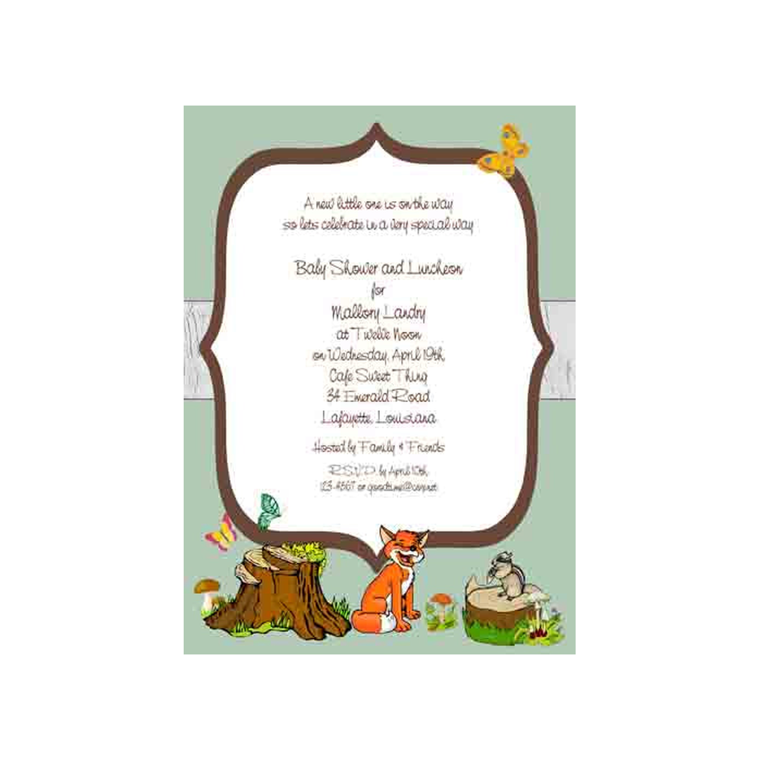 WOODLAND FOREST ANIMALS CUSTOM INVITATION