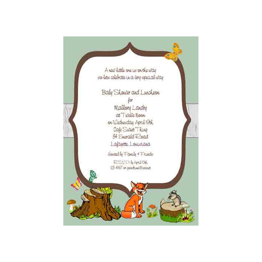 WOODLAND FOREST ANIMALS CUSTOM INVITATION