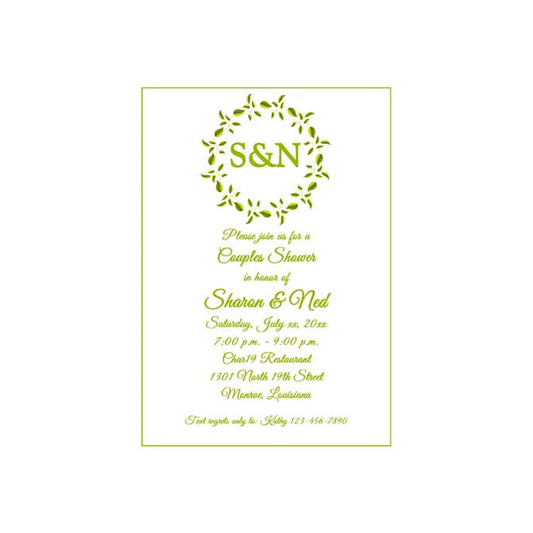WREATH OF GREEN LEAVES CUSTOM INVITATION