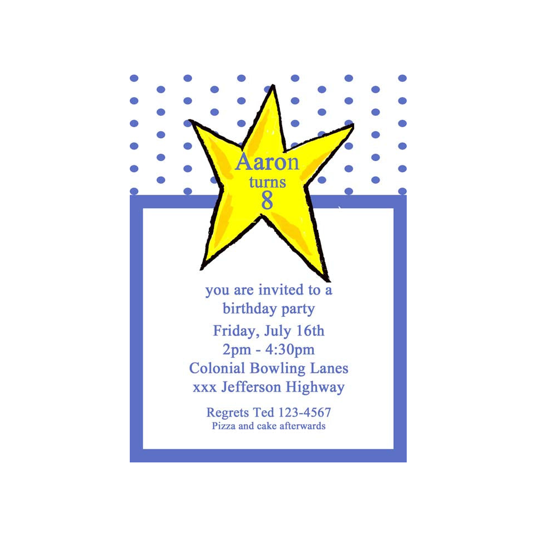 YELLOW STAR CUSTOM INVITATION