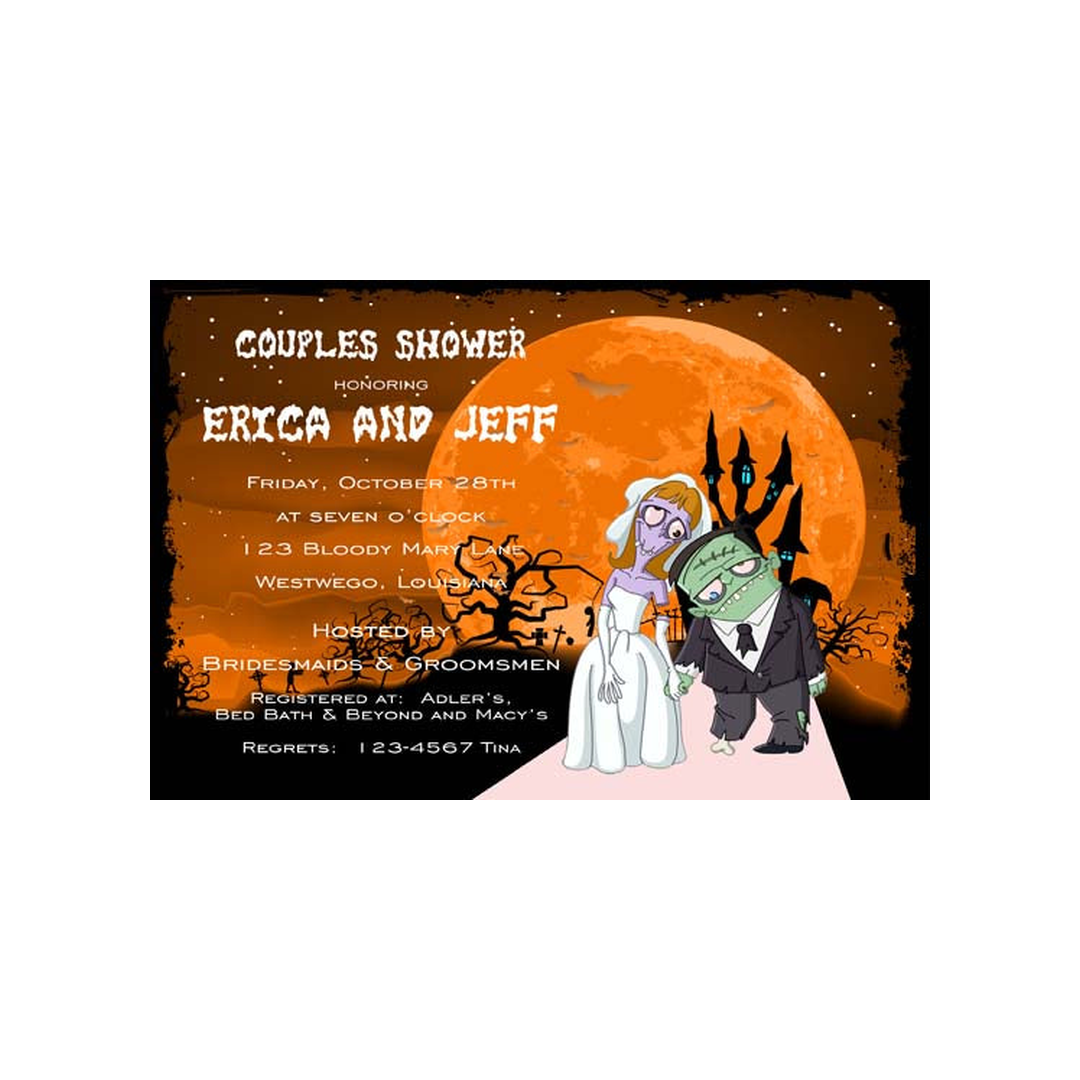 ZOMBIE WEDDING COUPLE CUSTOM INVITATION