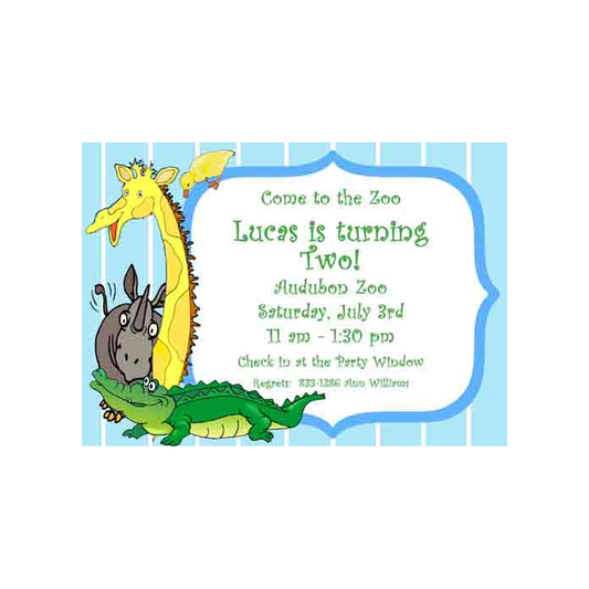 ZOO ANIMALS CUSTOM INVITATION