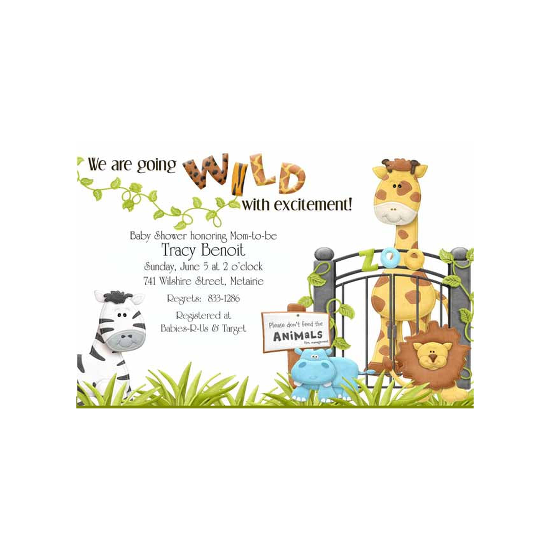 ZOO ANIMALS WILD WITH EXCITEMENT CUSTOM INVITATION