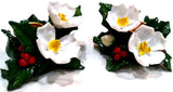 PAIR OF CHRISTMAS ROSE CANDLE HOLDER