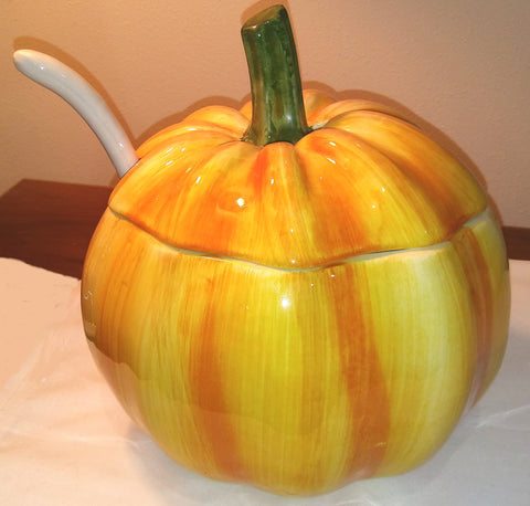 LARGE PUMPKIN TUREEN AND LADLE