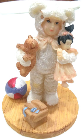 BUNNY SUIT FIGURINE - BABY WITH TOYS