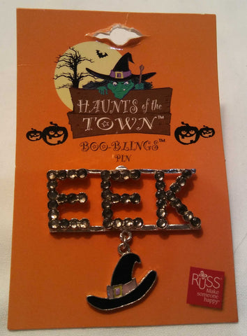 EEK HALLOWEEN PIN/BROOCH WITH WITCH HAT