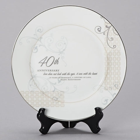 40TH ANNIVERSARY PLATE AND STAND