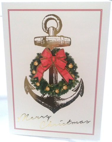 ANCHOR AND WREATH NAUTICAL BOXED GREETING CARDS
