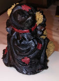 RESIN TEDDY BEAR IN WITCH COSTUME WITH CAULDRON