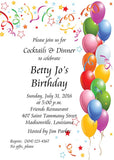 BALLOONS AND CONFETTI BIRTHDAY CUSTOM INVITATION