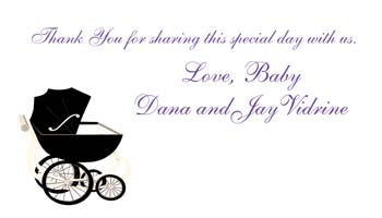 BLACK BABY BUGGY OR PRAM PERSONALIZED GIFT OR CALLING CARDS