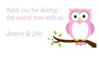 PINK OWL PERSONALIZED GIFT OR CALLING CARDS