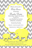 MOTHER AND BABY ELEPHANT CUSTOM INVITATION