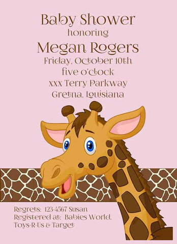 GIRL OR BOY GIRAFFE CUSTOM INVITATION