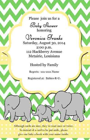 FAMILY OF 3 ELEPHANTS CUSTOM INVITATION