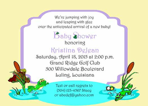 A LILY PAD OF FROGS CUSTOM INVITATION