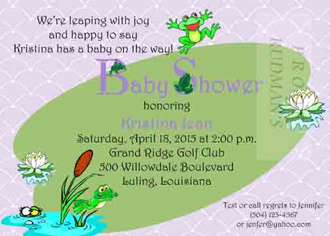 FROGS ON A LILY PAD CUSTOM INVITATION