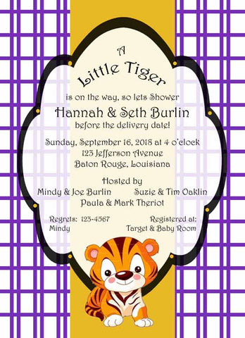 BABY TIGER (LSU COLORS) CUSTOM INVITATION