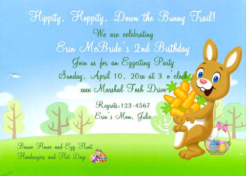 BUNNY CARRYING CARROTS CUSTOM INVITATION