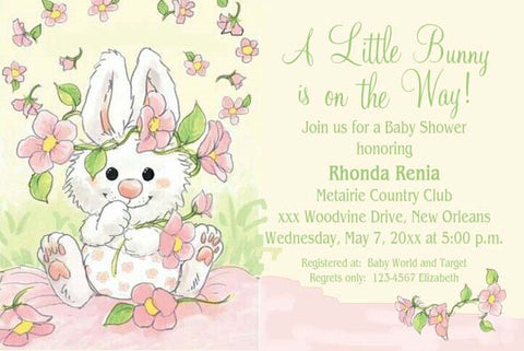 BUNNY IN FLOWERS CUSTOM INVITATION