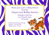 BABY TIGER AND TIGER PRINT CUSTOM INVITATION