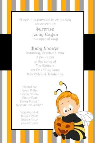 HALLOWEEN BABY BEE CUSTOM INVITATION