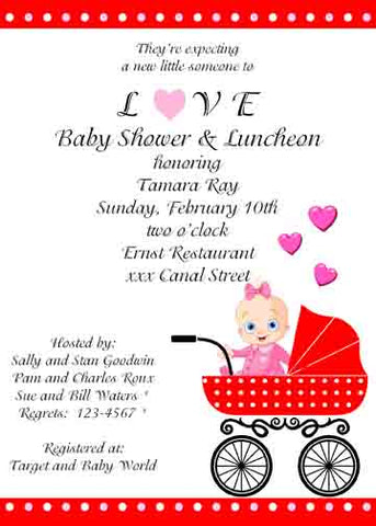 VALENTINE BUGGY CUSTOM INVITATION