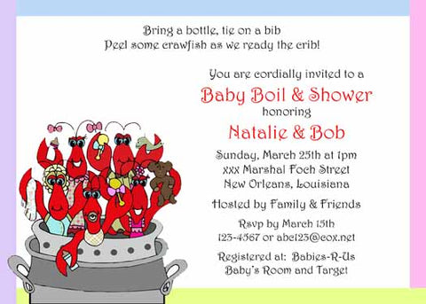CRAWFISH BABY SHOWER CUSTOM INVITATION