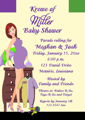 MARDI GRAS MOMMY-TO-BE CUSTOM INVITATION