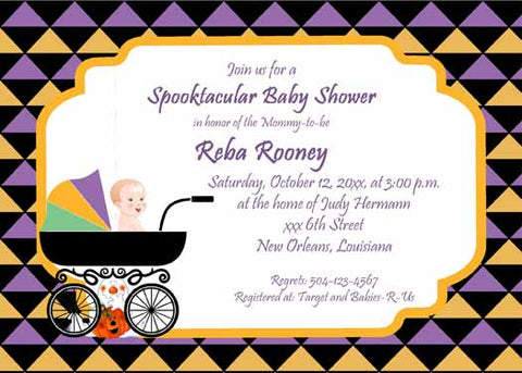 HALLOWEEN BABY BUGGY CUSTOM INVITATION