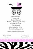 LEOPARD PATTERN AND BABY CARRIAGE CUSTOM INVITATION