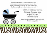 SPRINKLE SHOWER WITH LEOPARD BABY CARRIAGE CUSTOM INVITATION