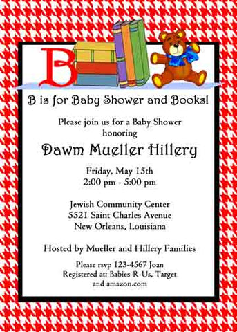 "B" FOR BOOKS AND BABY CUSTOM INVITATION