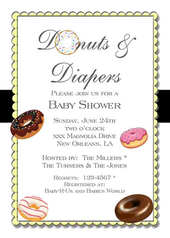 DONUTS AND DIAPERS CUSTOM INVITATION