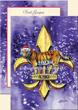 LSU CHRISTMAS TIGER AND FLEUR DE LIS BOXED GREETING CARDS