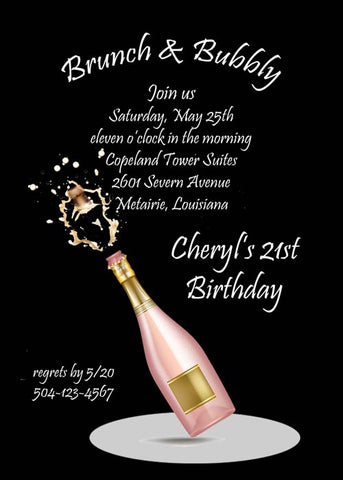 POPPED CHAMPAGNE BOTTLES CUSTOM INVITATION