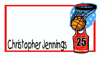BASKETBALL, GOAL AND JERSEY PERSONALIZED GIFT OR CALLING CARDS
